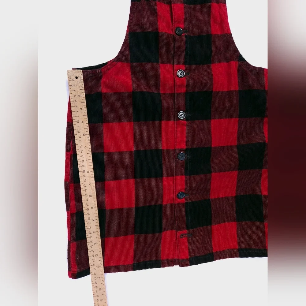 The Children's Place NWT Buffalo Plaid Red Black Corduroy Skirtall Jumper 16